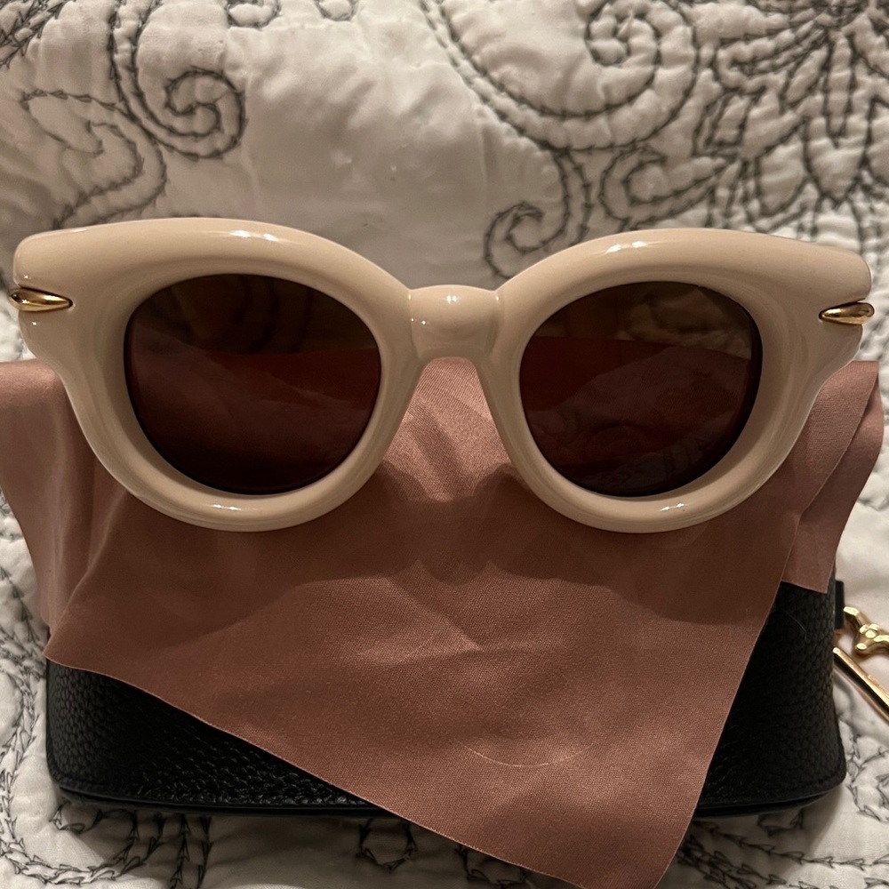 Loewe Inflated Pantos Acetate Round Sunglasses- Ivory/Brown 👀